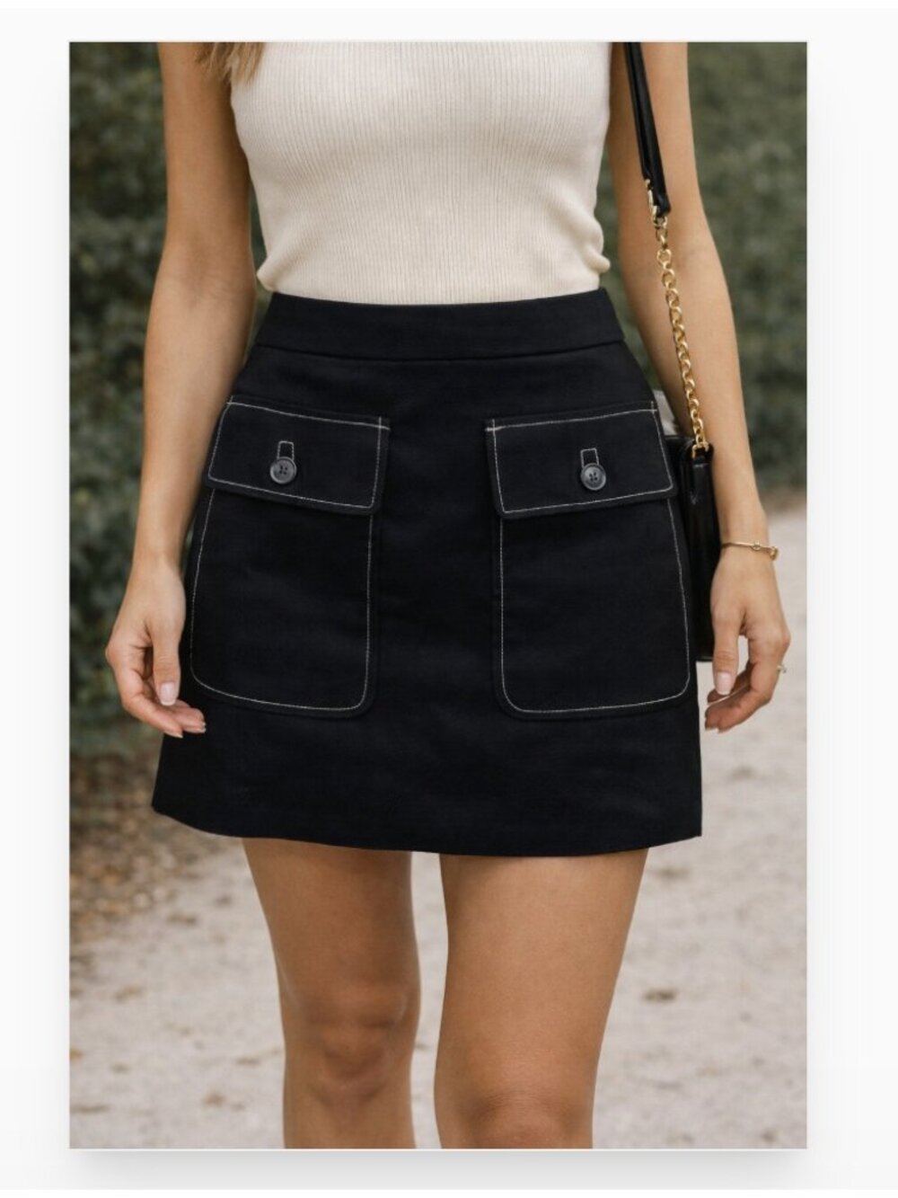J. Crew Patch Pocket Skirt Womens 2 Black Cargo Mini Patch Button Front Utility